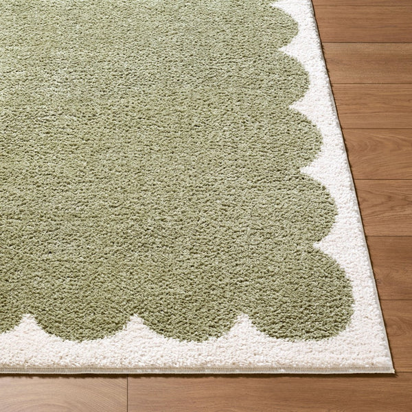 Livabliss Rivoli Plush Polyester Area Rug Turkish Woven High Pile Accent for Entryway or Bedroom Olive, Cream 7'10" x 10' EDRV2303-71010