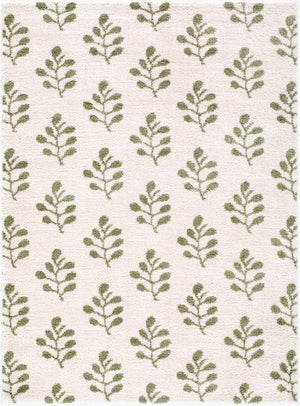 Livabliss Rivoli Turkish Machine Woven Polyester High Pile Rug for Bedroom and Entryway Use Cream, Olive 6'7" x 9' EDRV2304-679