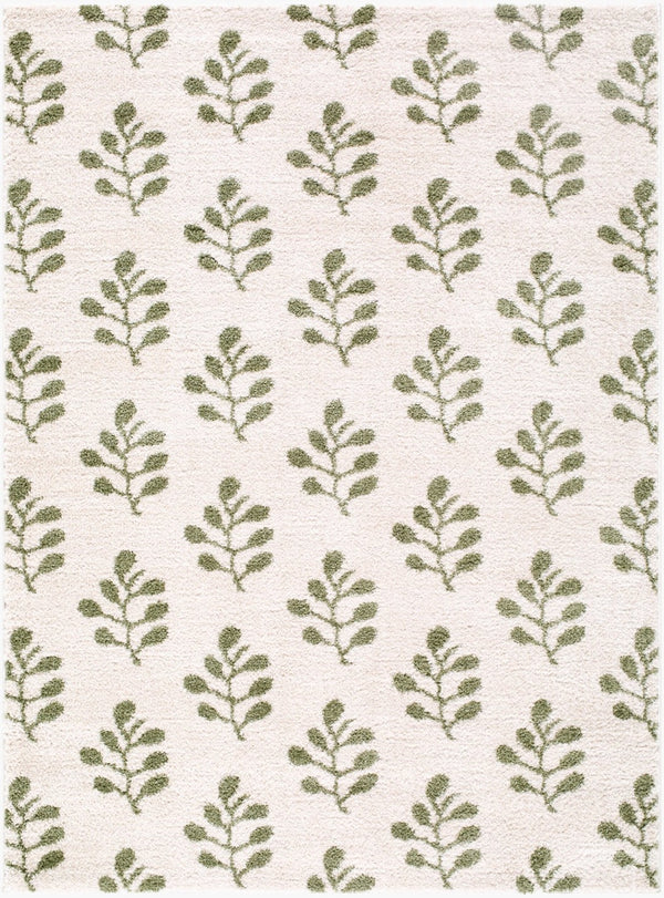 Livabliss Rivoli Turkish Machine Woven Polyester High Pile Rug for Bedroom and Entryway Use Cream, Olive 6'7" x 9' EDRV2304-679