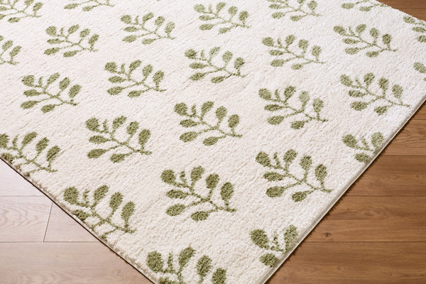 Livabliss Rivoli Turkish Machine Woven Polyester High Pile Rug for Bedroom and Entryway Use Cream, Olive 6'7" x 9' EDRV2304-679