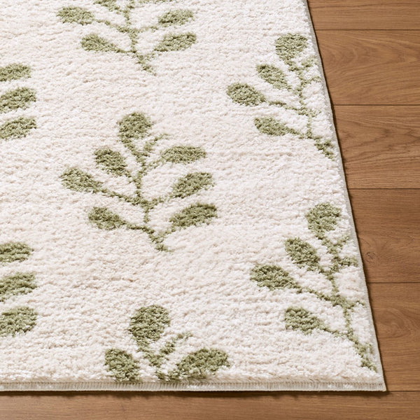 Livabliss Rivoli Turkish Machine Woven Polyester High Pile Rug for Bedroom and Entryway Use Cream, Olive 6'7" x 9' EDRV2304-679