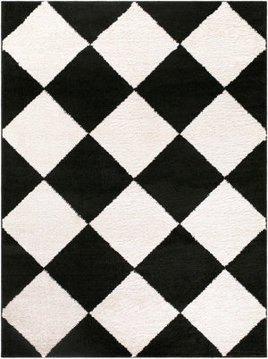 Livabliss Rivoli Plush High Pile Polyester Rug Turkish Woven Minimalist Accent for Modern Interiors Black, Cream 2' x 2'11" EDRV2305-2211