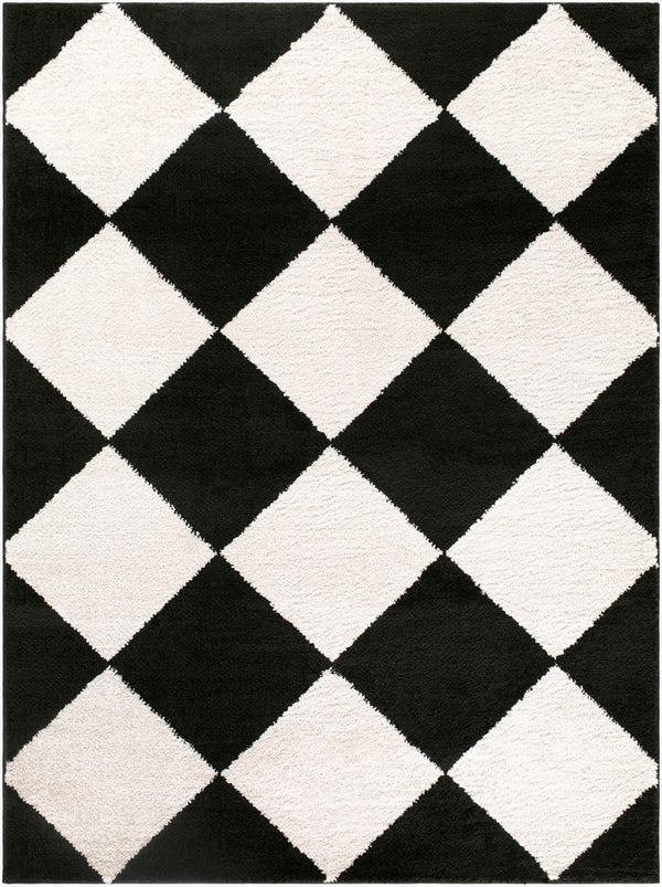 Livabliss Rivoli Plush High Pile Polyester Rug Turkish Woven Minimalist Accent for Modern Interiors Black, Cream 2' x 2'11" EDRV2305-2211