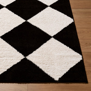 Livabliss Rivoli Plush High Pile Polyester Rug Turkish Woven Minimalist Accent for Modern Interiors Black, Cream 2' x 2'11" EDRV2305-2211