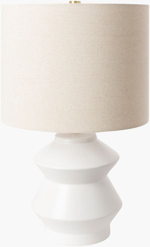 Livabliss Edison Ceramic Base Accent Lamp with Beige Linen Shade for Warm Ambient Living Spaces EDS-001