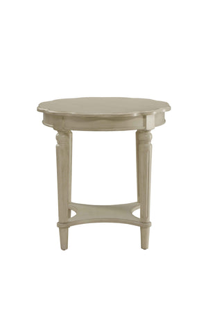English Elm Antique White End Table With Open Bottom Shelf - French Country Style, Distressed Finish & Mobility B062P189204