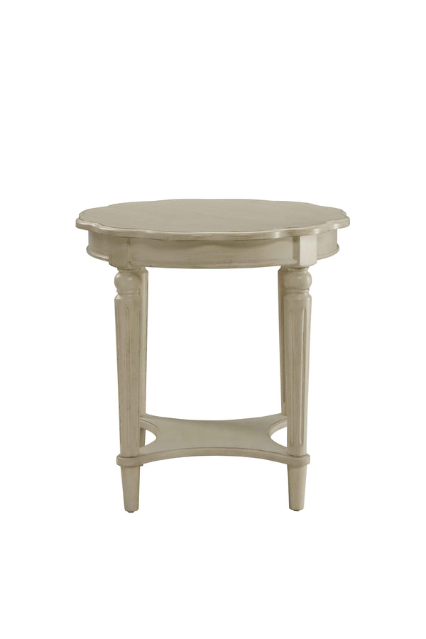 English Elm Antique White End Table With Open Bottom Shelf - French Country Style, Distressed Finish & Mobility B062P189204