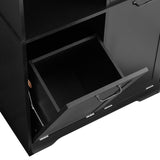 English Elm Bathroom Storage Cabinet With Doors and Drawers, Tilt-Out Laundry Hamper, Multiple Storage Space, Freestanding Style, Open Shelve, Adjustable Shelf, Black