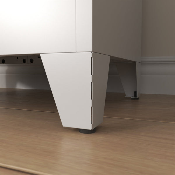 English Elm 72 Inch White Steel Pantry Cabinet with 2 Drawers, Adjustable Shelves, Anti-Tip Ventilated Organizer 72" W2735P332346