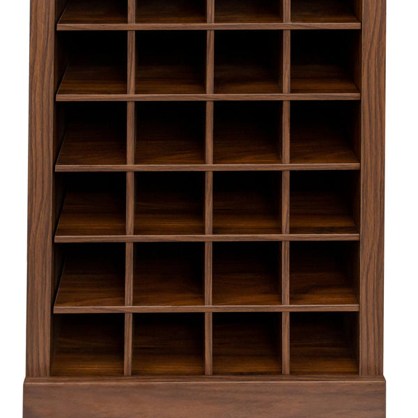 English Elm brown Modular 28-Bottle Wine Cabinet Buffet Cabinet - Dark Melamine Finish, 28-Slot Storage, Compact_x0015_ Walnut Brown W331P266135