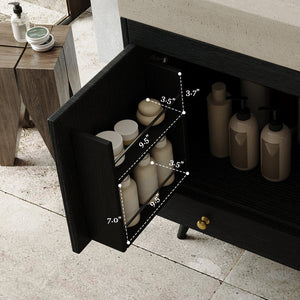 English Elm Contemporary Freestanding Bathroom Vanity Sintered Stone Top Ceramic Sink Floating Cabinet W3136S00061
