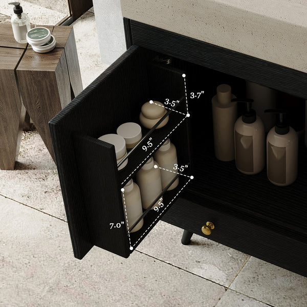 English Elm Contemporary Freestanding Bathroom Vanity Sintered Stone Top Ceramic Sink Floating Cabinet W3136S00061