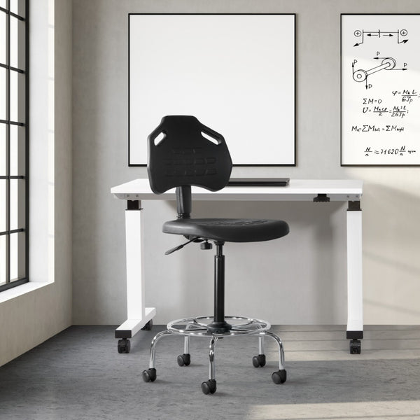 OSP Home Furnishings Drafting Chair with Urethane Seat Pneumatic Height Adjustment for Labs and Workspaces KH81313CX