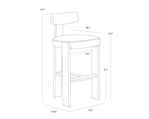 Sunpan HORTON Barstool - Rustic Oak Frame with Forest Green Upholstery for Modern Dining & Bar Spaces 112396