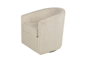 English Elm Beige Corduroy Swivel Accent Chair with U-Backrest, 360° Rotation, Plush Cushion, Compact Modern Design B011P370421