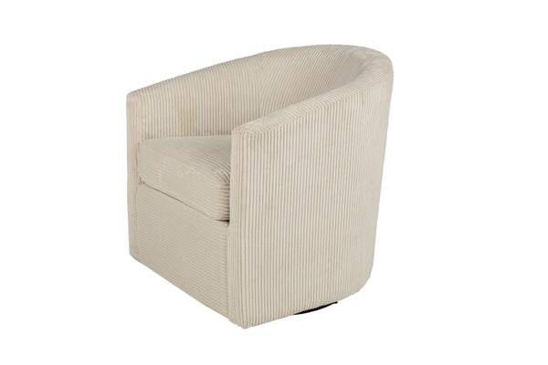 English Elm Beige Corduroy Swivel Accent Chair with U-Backrest, 360° Rotation, Plush Cushion, Compact Modern Design B011P370421