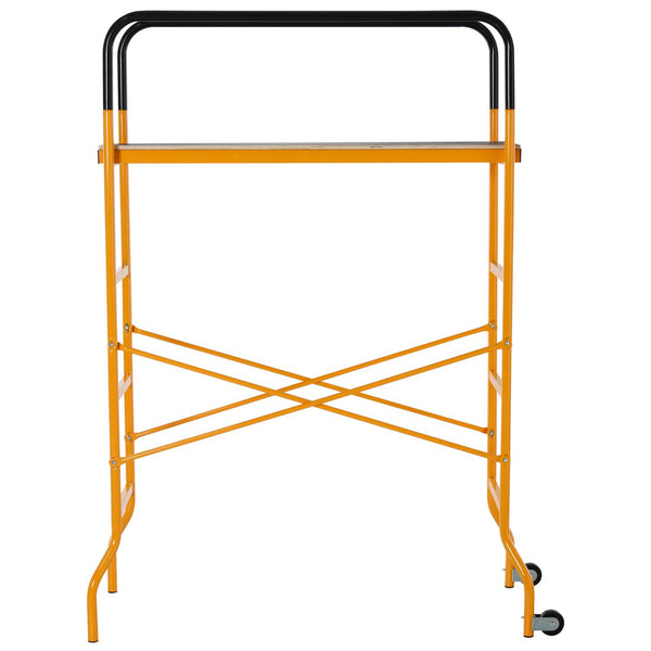 English Elm Homcom Rolling Steel Scaffold 4 Step Platform 440 Lb Anti-skid Indoor Outdoor W2225P217272