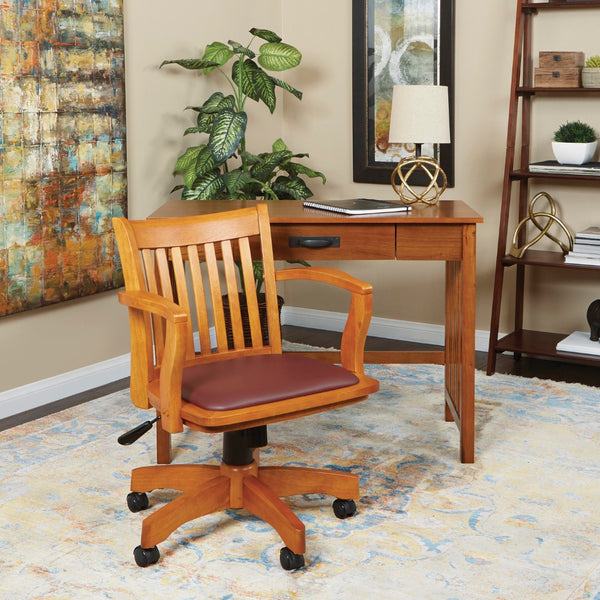 OSP Home Furnishings Deluxe Wood Banker's Chair Fruitwood Brown Finish