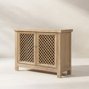 English Elm Arden Reclaimed Pine Lattice Door Accent Cabinet Rustic Storage for Any Room B2719P474439
