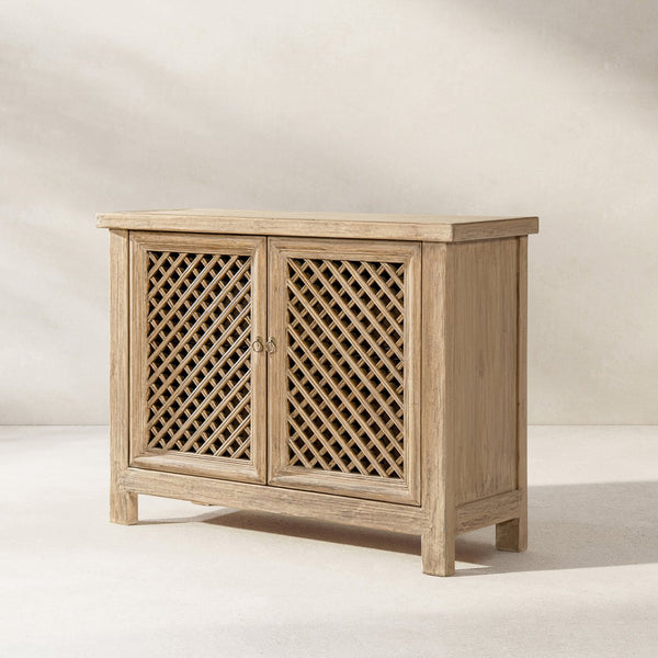 English Elm Arden Reclaimed Pine Lattice Door Accent Cabinet Rustic Storage for Any Room B2719P474439