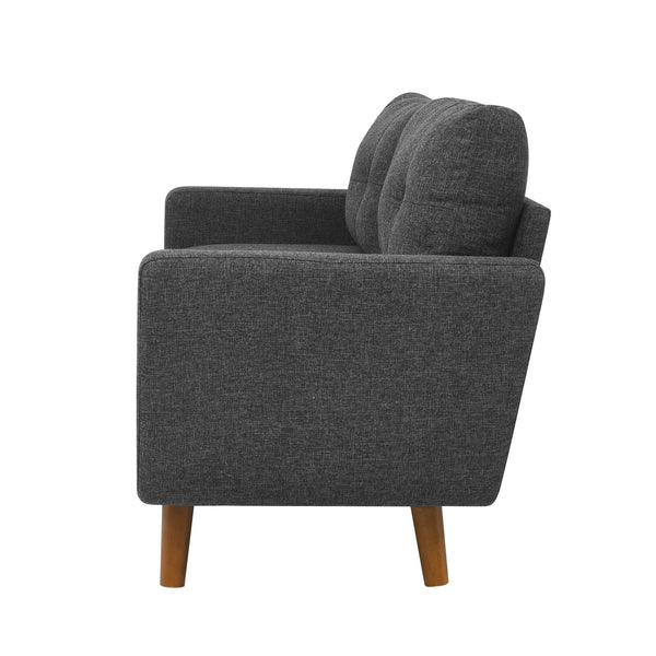 English Elm 67.7" Tufted Button Back Loveseat Polyester Upholstery Splayed Wood Legs Mcm Style B343P416559