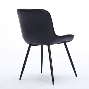 English Elm Dining Chairs Mid Century Modern Set of 2 with Curved Back Support, Perforated PU Upholstery, Cushioned Comfort and Floor-Protecting Adjustable Leg Caps Black W1143P254981