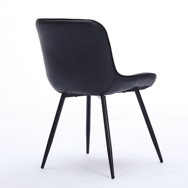 English Elm Dining Chairs Mid Century Modern Set of 2 with Curved Back Support, Perforated PU Upholstery, Cushioned Comfort and Floor-Protecting Adjustable Leg Caps Black W1143P254981