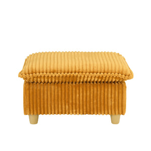 English Elm This single-seat corduroy sofa with ottoman and pillows — compact lounge chair for cozy reading nooks and naps Yellow W1658S00121