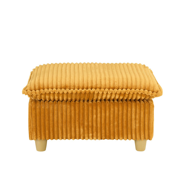 English Elm This single-seat corduroy sofa with ottoman and pillows — compact lounge chair for cozy reading nooks and naps Yellow W1658S00121