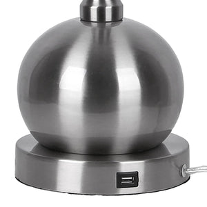 English Elm Jules Brushed Nickel Orb Base Table Lamp Set with Linen Shade and Usb Charging Port B202P224212