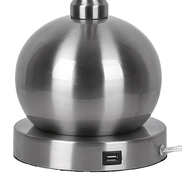 English Elm Jules Brushed Nickel Orb Base Table Lamp Set with Linen Shade and Usb Charging Port B202P224212