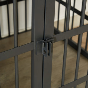 English Elm Furniture style dog crate with sturdy steel frame, particle board top for 150lb storage, fits dogs up to 70lb Grey W1162119832