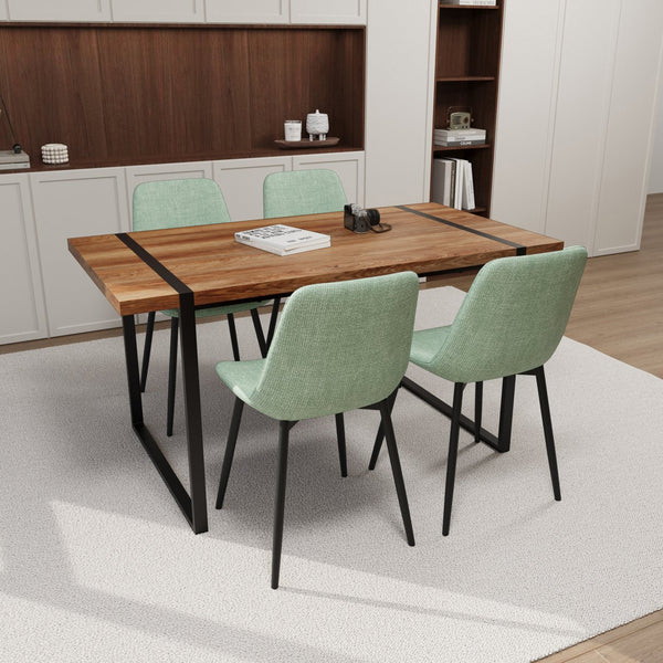 English Elm 59" Modern Farmhouse Dining Table Set With 4 Suede Chairs – Stylish & Durable For Any Space! W2189S00618