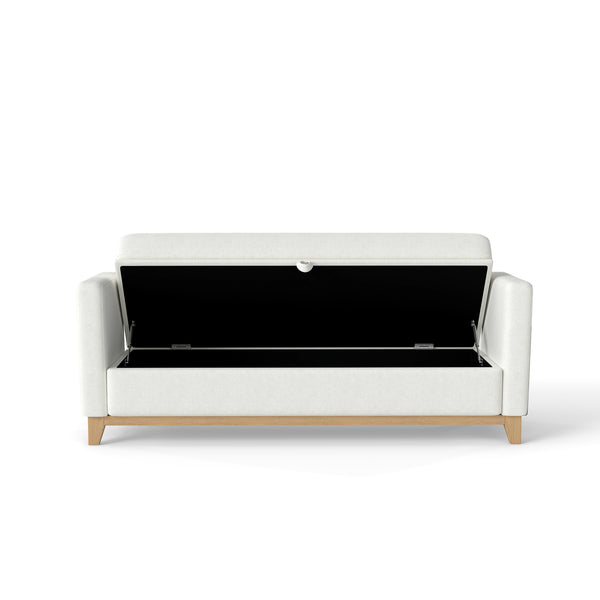 English Elm 66 Inch Sherpa Upholstered Storage Bench with Fluted Wood Base and Bolster Pillows Beige+Natural W1658P446112