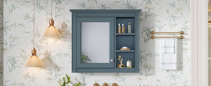 English Elm 30'' Modern Medicine Cabinet with Mirror and Adjustable Shelves, MDF Wall-Mounted Bathroom Storage Solution Blue N710P192495M