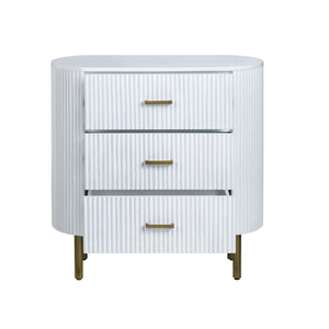 Crestview Collection White Fluted Oval Chest - Matte White Storage Solution With Brass Accents For Stylish Organization White Solid Wood Cvfdr1302