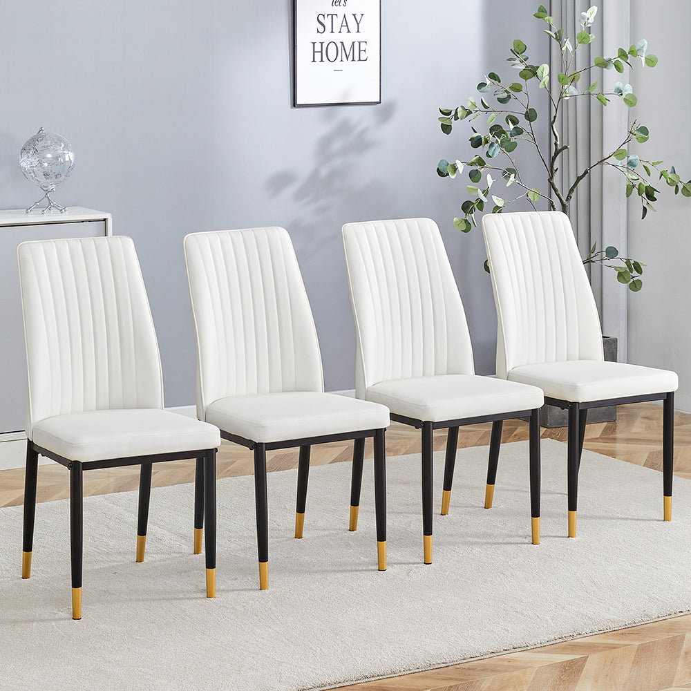 English Elm Modern High Back Pu Leather Dining Chairs with Chrome Legs for Kitchen Nook W3493P421598