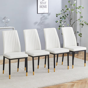 English Elm Modern High Back Pu Leather Dining Chairs with Chrome Legs for Kitchen Nook W3493P421598