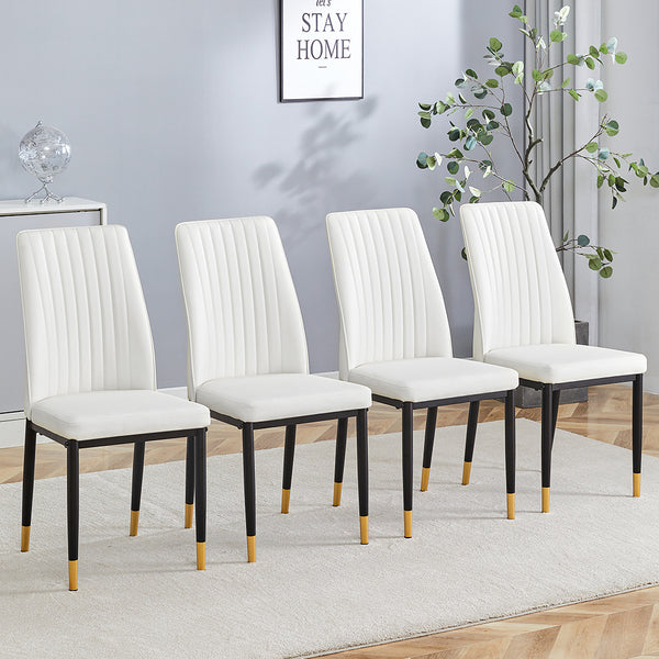 English Elm Modern High Back Pu Leather Dining Chairs with Chrome Legs for Kitchen Nook W3493P421598