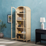 Chantelle Modern Arched Bookcase with Glass Doors Coastal Oak WECHA41OS3CO0 Walker Edison