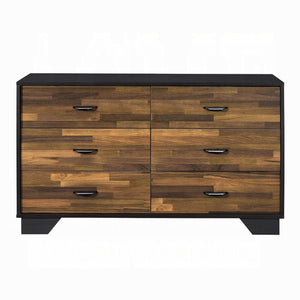 English Elm Walnut Modern 6-Drawer Dresser with English Dovetail & Metal Glides — Spacious, Durable Storage B062P209033