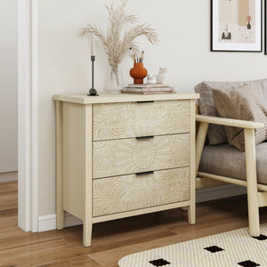 English Elm 3 Drawer Cabinet - Stylish & Versatile Storage Solution For Bedroom, Living Room, Or Study Decor W688P225270