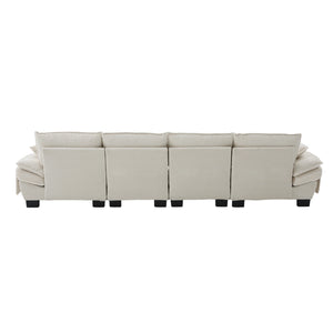 English Elm Sectional Modular Cloud Sofa Deep Corduroy Upholstered Comfort for Living Room Studio Beige W395S00130