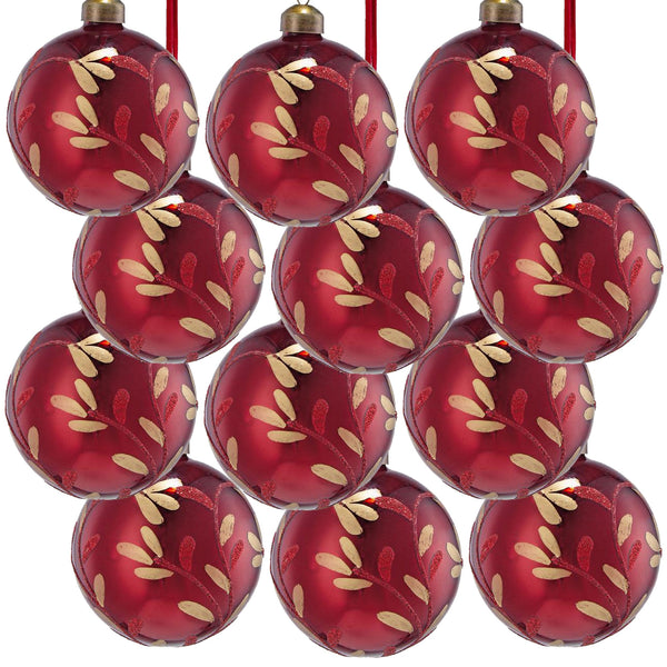 English Elm D3" Elegant Glass Christmas Ball Ornaments Set Of 12 For Festive Holiday Decor & Party Charm W2078P247870