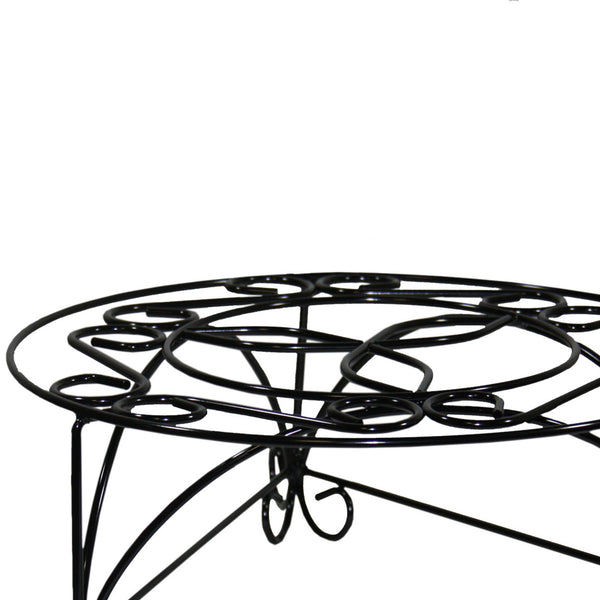 English Elm 6.25" Mosaic Cast Metal Plant Stand Black & Gold Finish with 14.4" Top, Sturdy Legs, Indoor Accent Decor B072115983