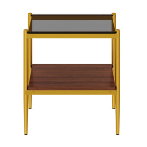 English Elm Set Of 2 Modern Rectangle End Tables With Gray Tempered Glass Top And Sturdy Mdf Storage Shelf W241P184252-GIGA