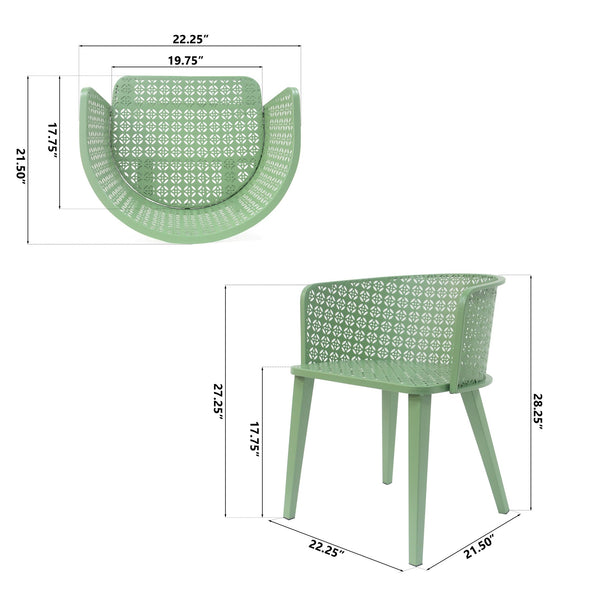 English Elm Christopher Knight Home® - Milan Outdoor Dining Chair Set of 2 — Rust-Resistant Iron Patio Chairs with Durable Weatherproof Design Green N775P229940G