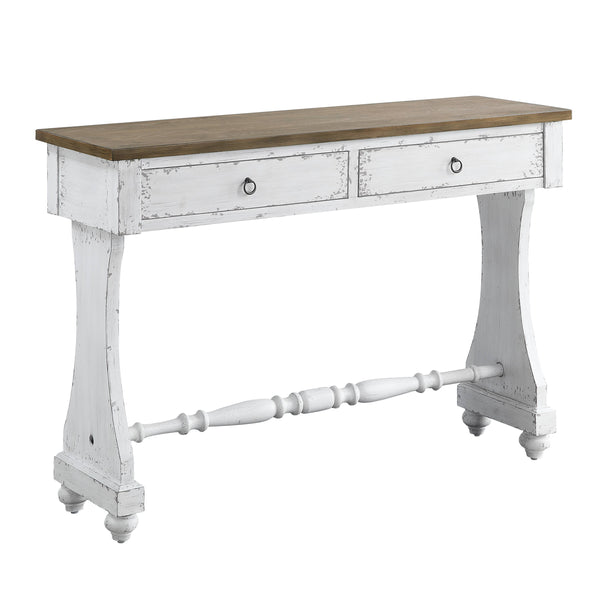 English Elm Carminda Antique White Console Table with 2 Drawers, French Front, KD Design, 70lb Top Capacity B2726P272316