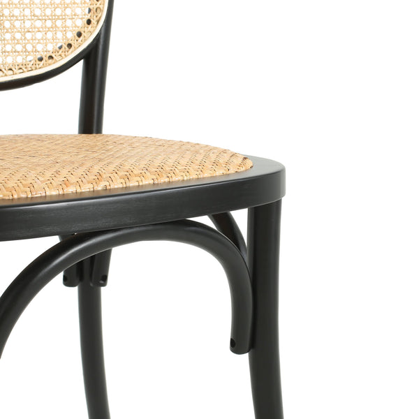 English Elm Christopher Knight Home® - DINING Chairs with Birch Wood Frame and Rattan Backrest, Foam Seat, Vintage Curved Design, Set of 2 Black N779P192530B