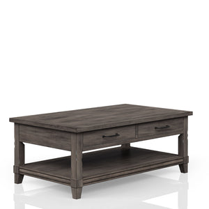 English Elm Lift Top Rustic Gray Cocktail Table with Casters, Solid Wood & MDF, Lift Storage Shelf, Sturdy Moving Table - Durable Design B2699P208928
